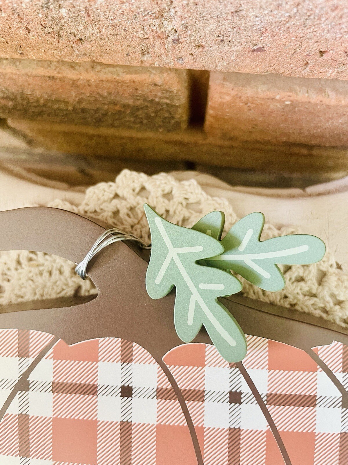 Orange Plaid Chunky Pumpkin Shelf Sitter