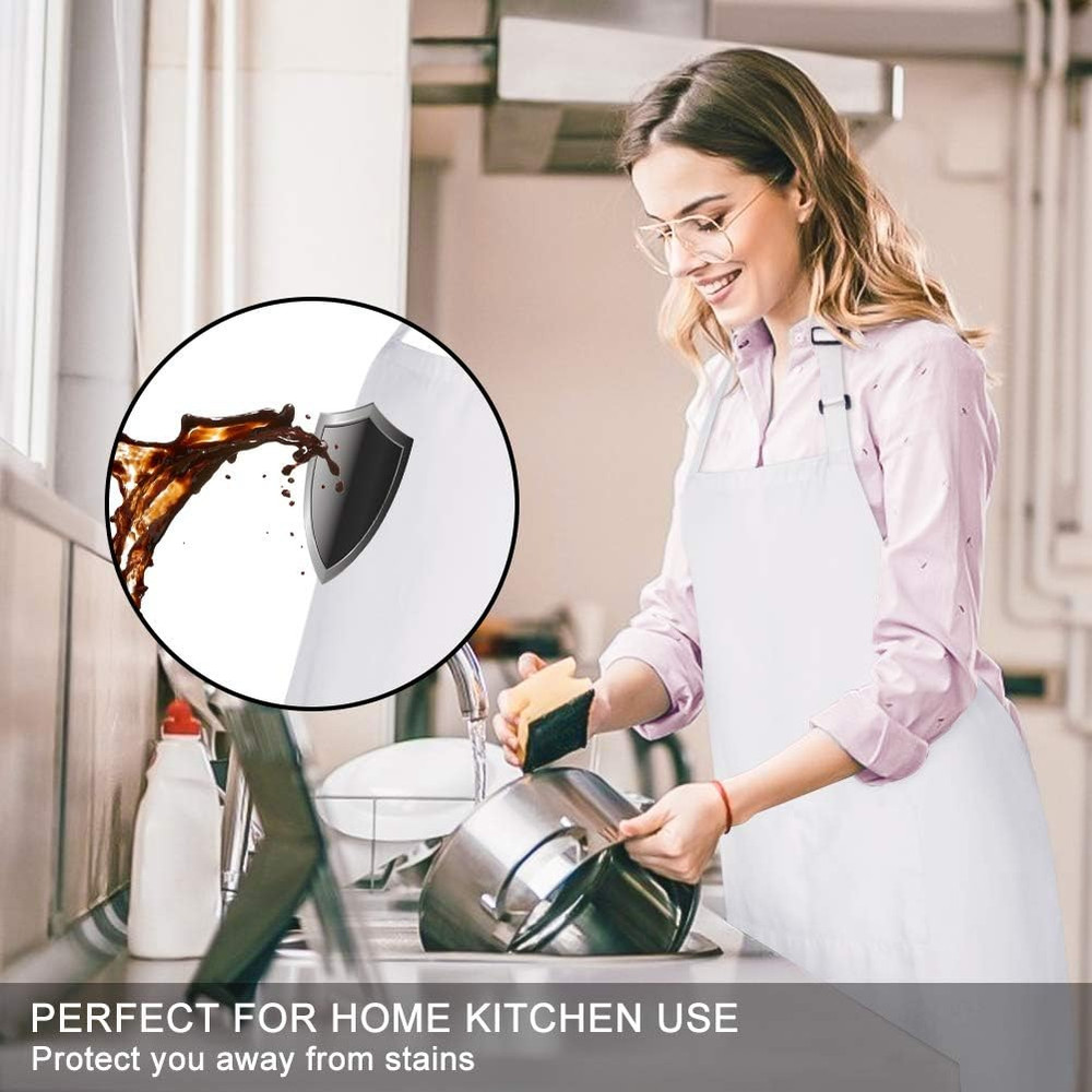 12 Pack 100% Cotton Aprons Bulk with 2 Pockets Cooking Chef Kitchen Adjustable B