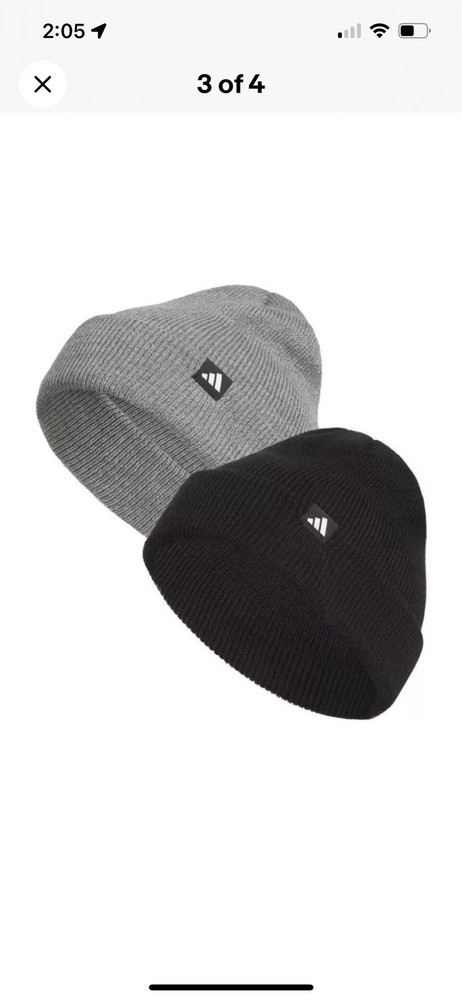 Adidas Performance Fold Beanie Hat 2-pack Double Layer for Warmth Black & Gray