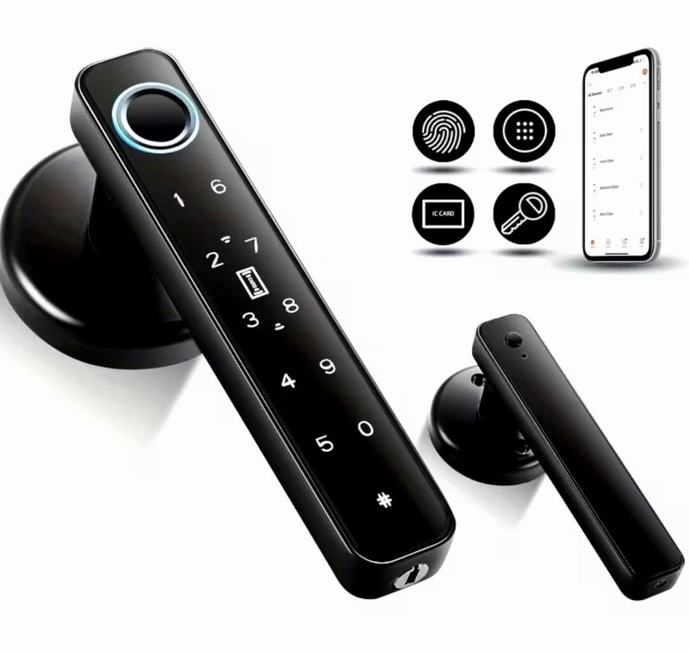 Intelligent Door Lock Featuring a Fingerprint Reader, 5-In-1 Keyless Access