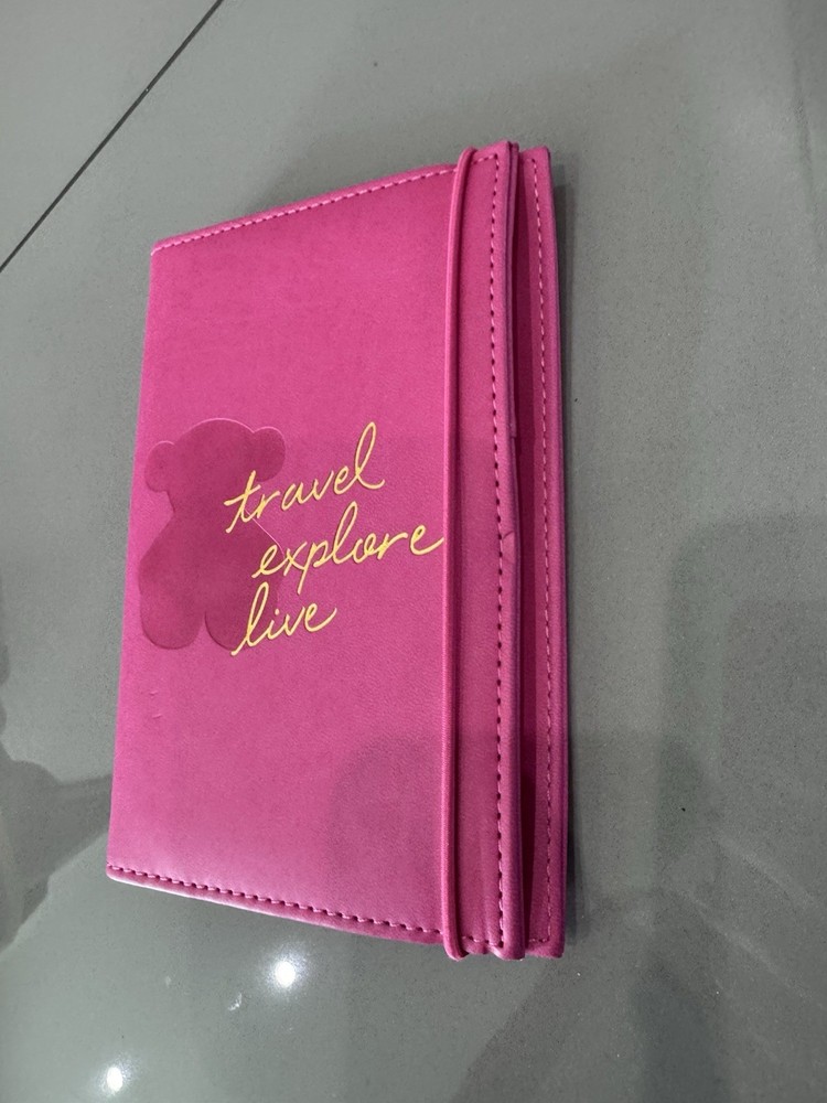 Tous Pink Travel Explore Live Passport Holder Document Notebook