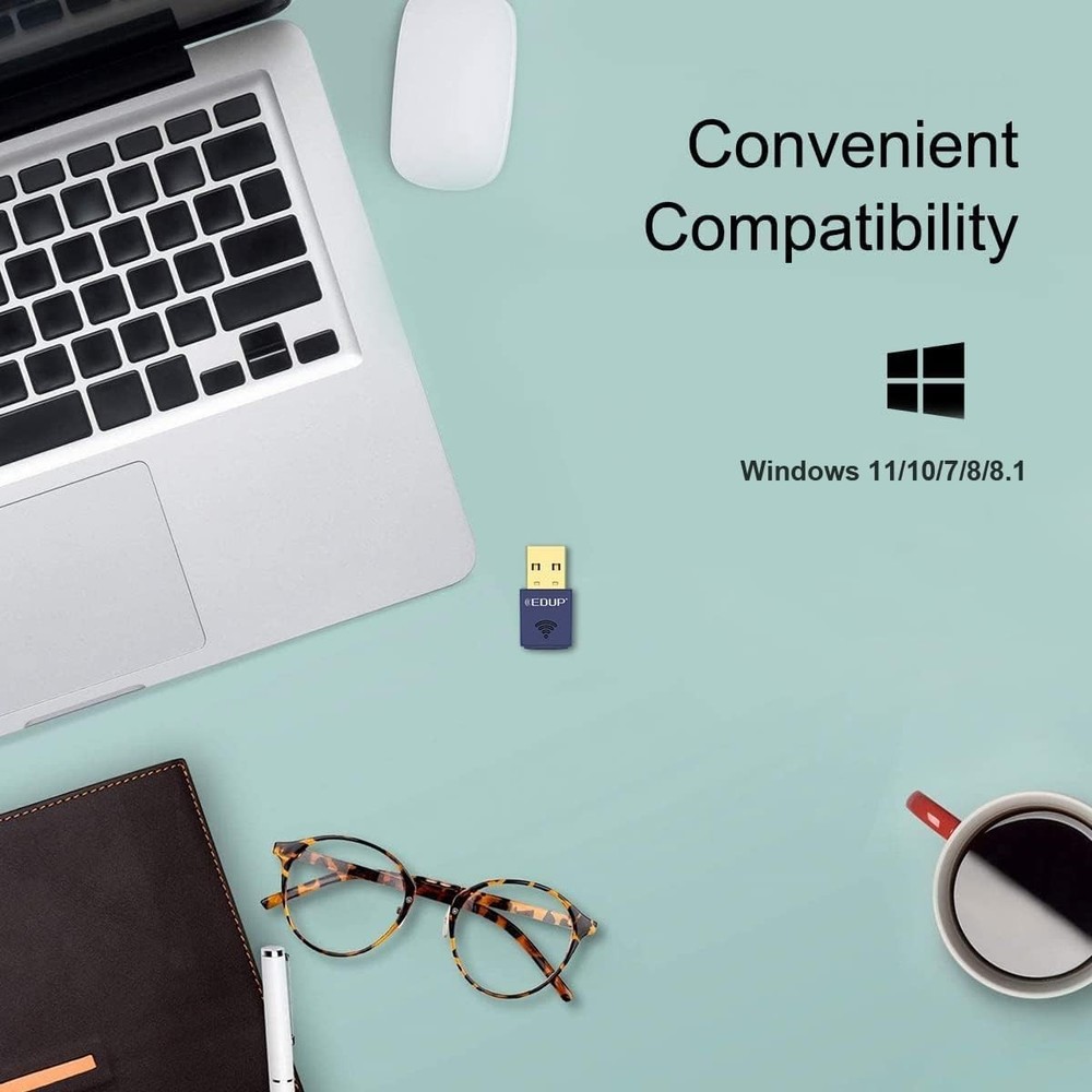 USB Bluetooth WiFi Adapter for PC, Bluetooth 4.0 Adapter, Wireless Nano USB Netw