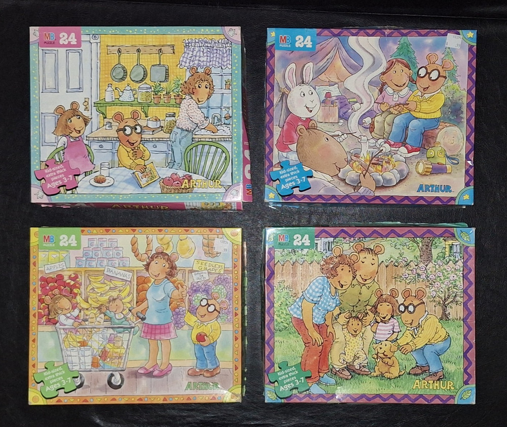 4 Vintage ARTHUR 24 Pc COMPLETE Puzzles 1996 Milton Bradley