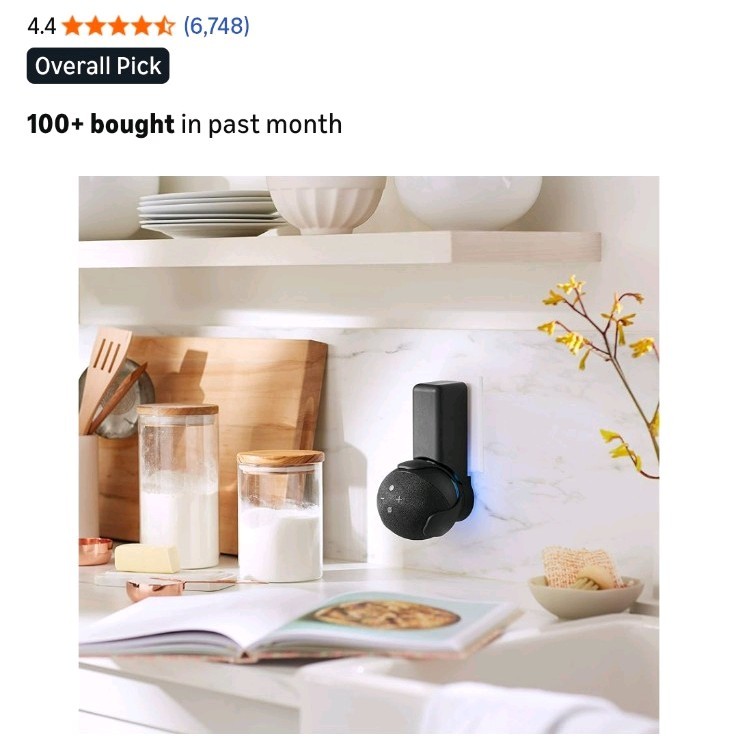 Made For Amazon Outlet Hanger, Black, for Echo Dot (4th generation)