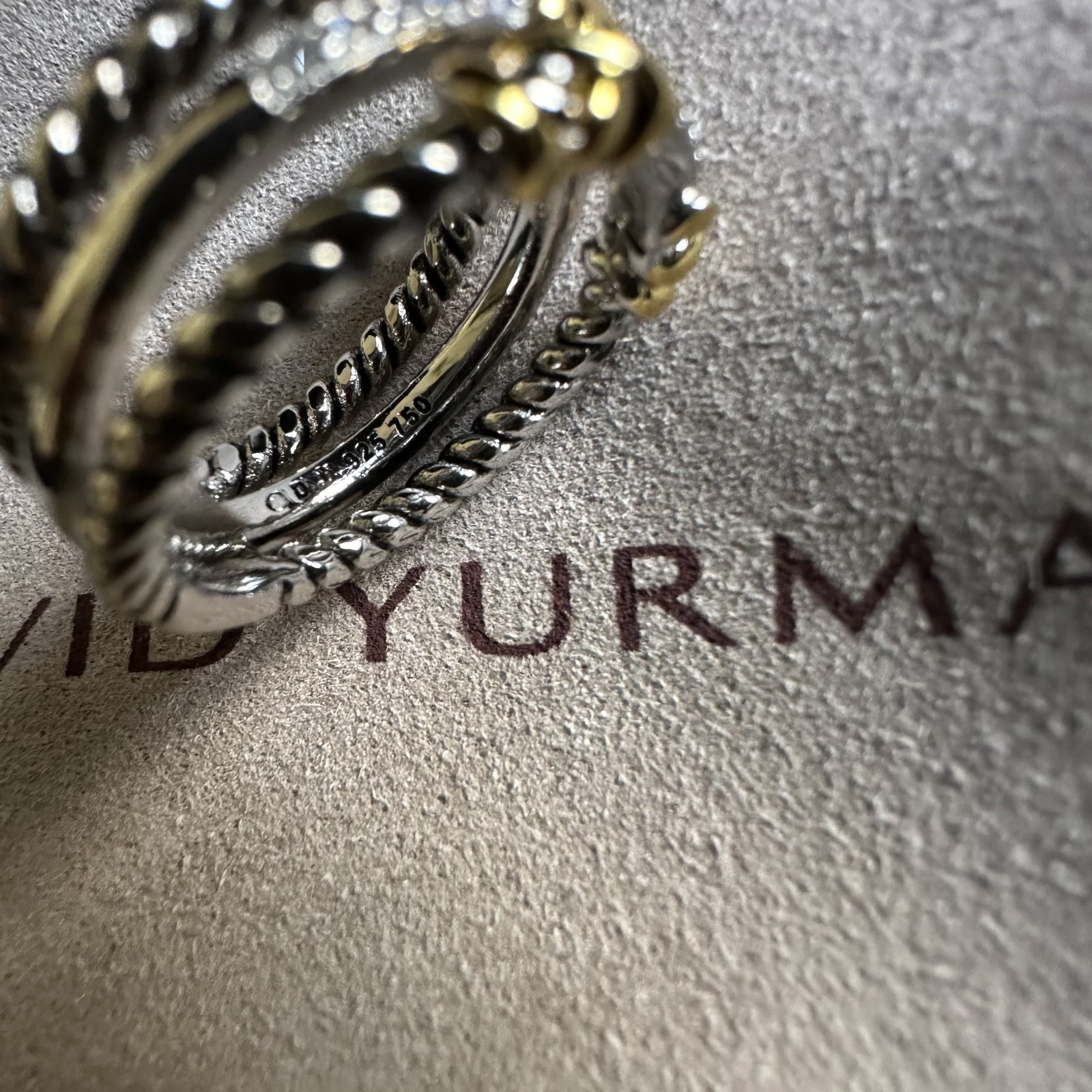 David Yurman Sterling Silver Helena Ring with 18K Gold & Diamonds Size 6