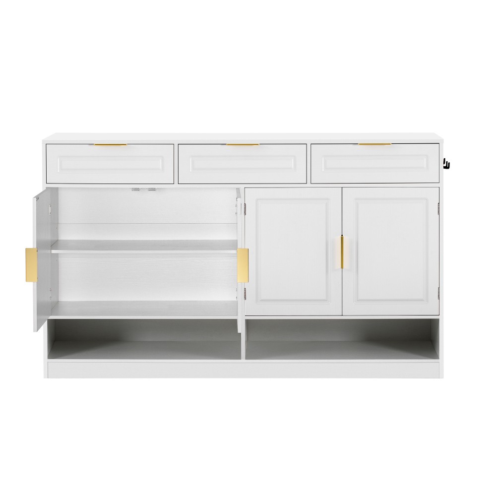 Sideboard with 3 Drawers & Adjustable Shelf, Multi-Functional Storage Buffet