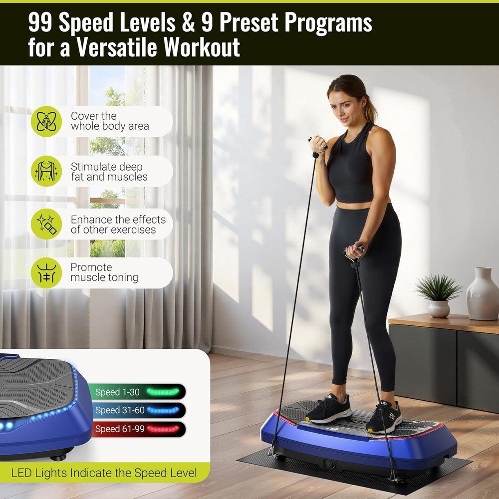 Vibration Plate Exercise Machine, Adjustable Speed High Intensity Vibration for