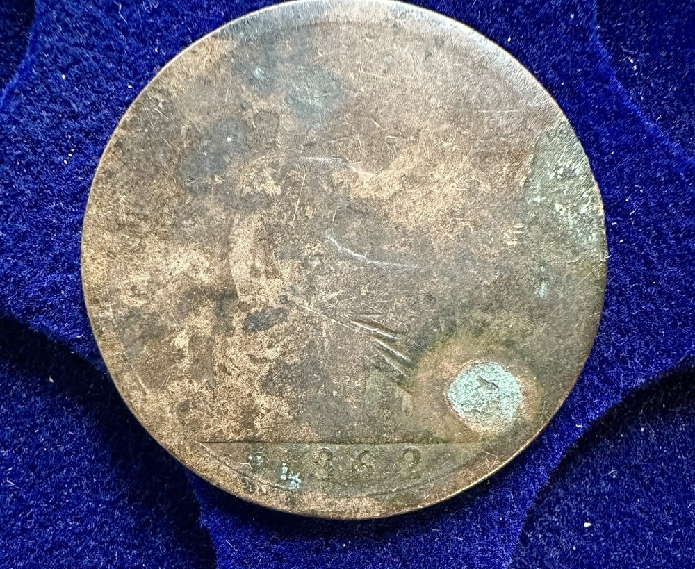 Worn 1862 Britain One Penny KM 749.2