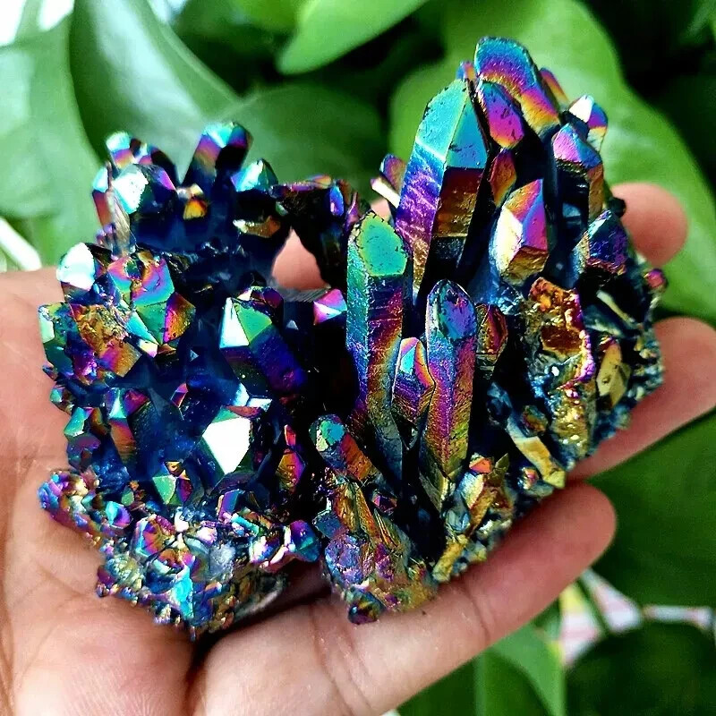 1pc Titanium Aura Rainbow Quartz Crystal Multicolor Cluster Healing Home Decor