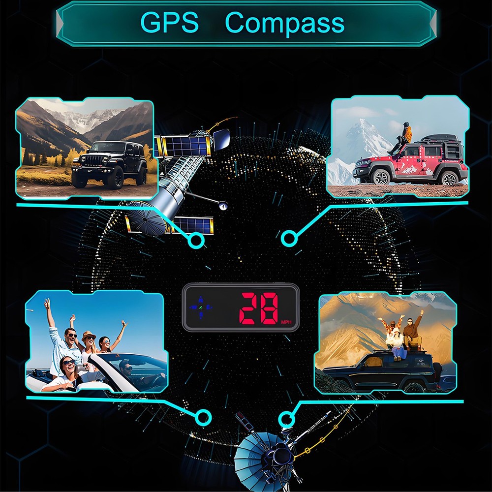 Mini LED Digital Speedometer GPS Car HUD Head Up Display MPH/KMH Universal