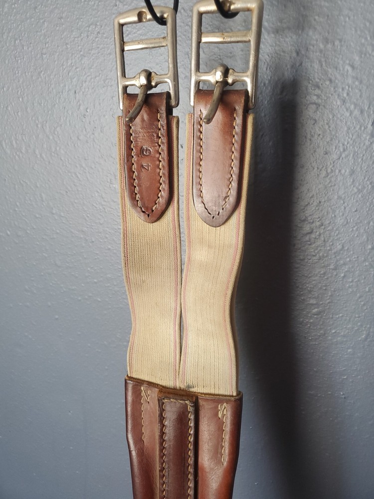 English Brown Leather Girth 46" - Elastic on one side