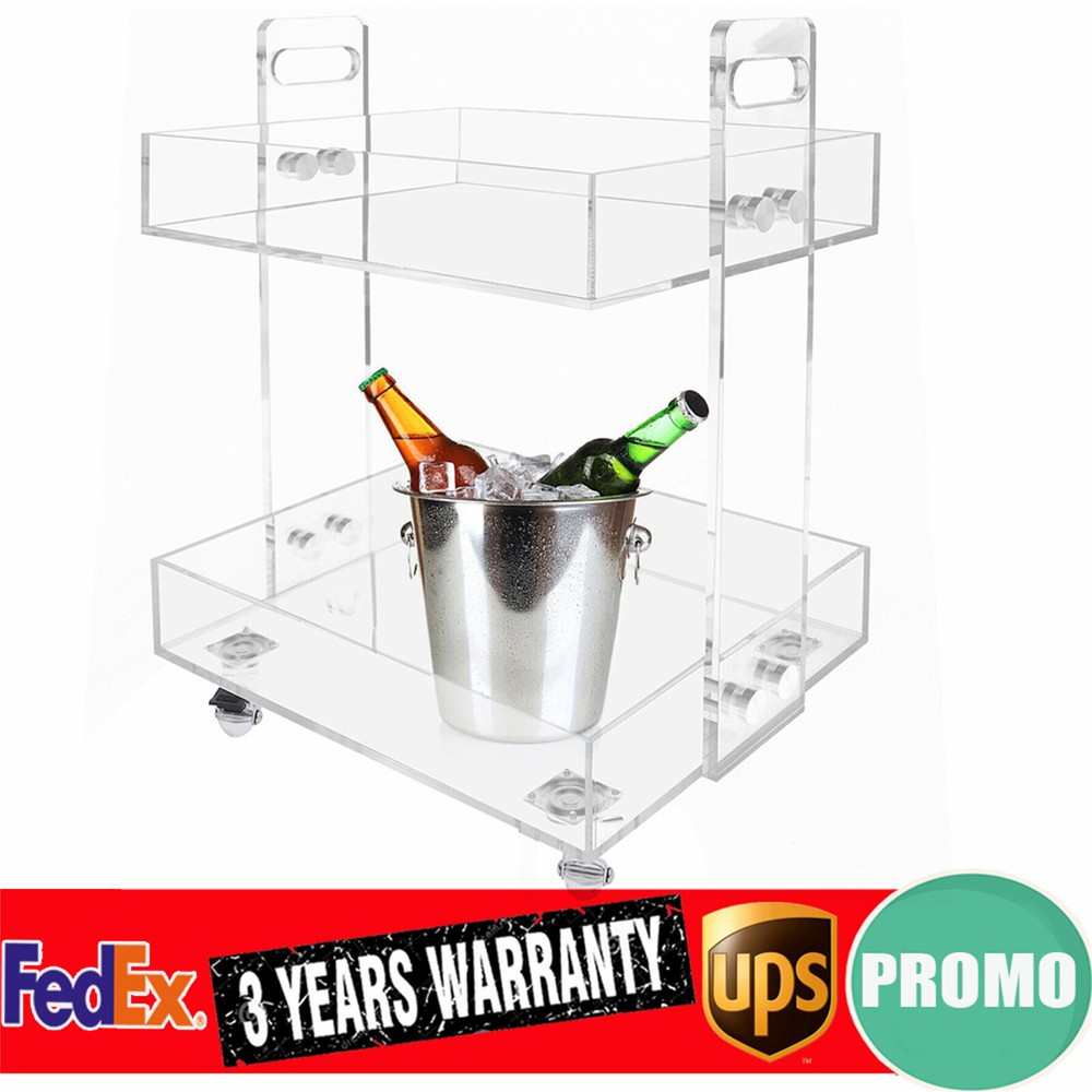 Acrylic Nightstand Transparent End Table Clear Storage Side Table with 4 Wheels