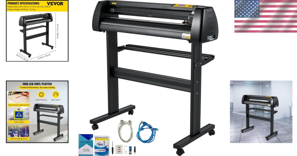 28-Inch Vinyl Cutter Plotter with LCD Display & Adjustable Speed - Signmaker'...