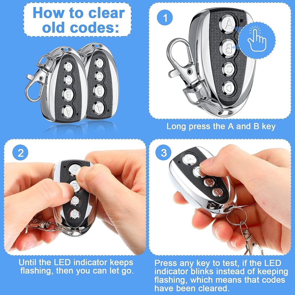 2Pcs 433.92MHz Remote Control Backup Key Sliding Gate Opener Automatic Operator