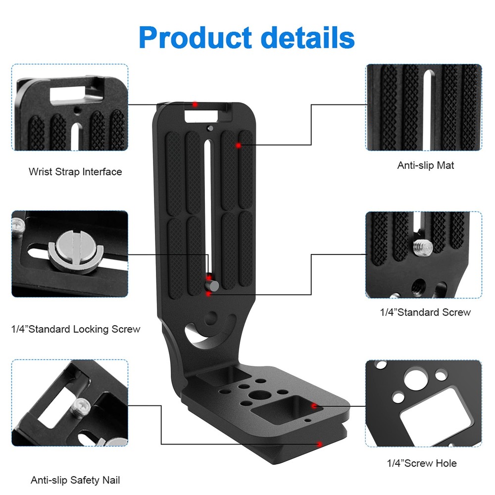 (Real Single One) DSLR Camera L Bracket Quick Release Plate Vertical Black-03