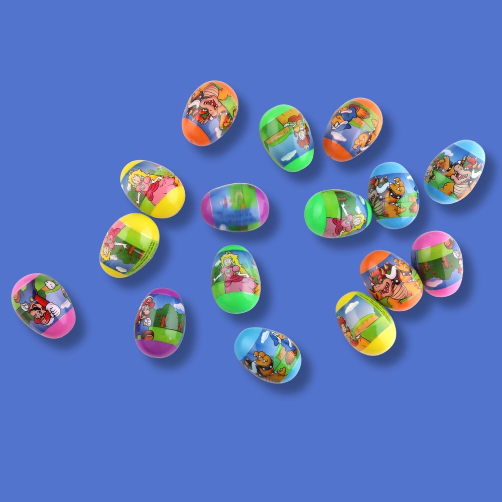 - Super Mario Prefilled Plastic Easter Eggs, Filled with Character Shaped Har...