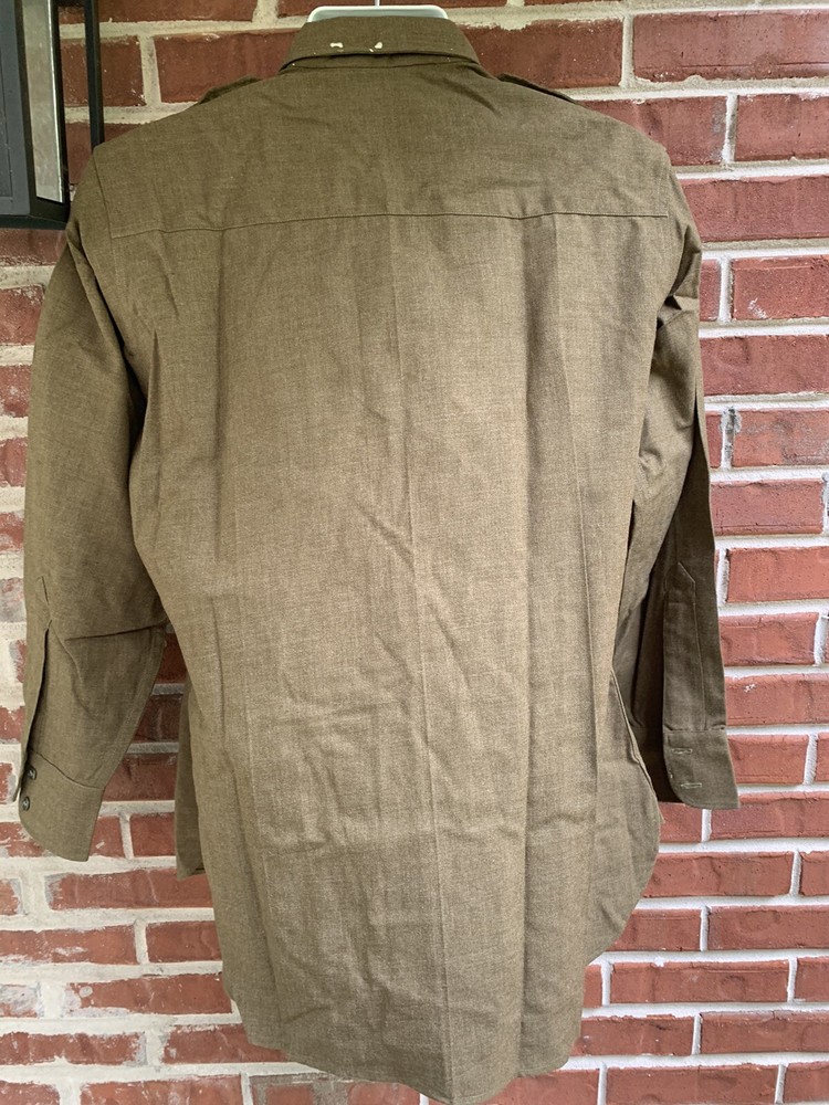 ORIGINAL WWII US ARMY OFFICER Wool Chocolate DRESS SHIRT- Patch - Medium?