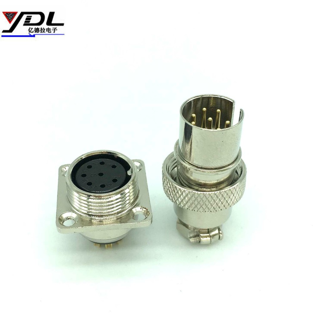 2set GX16 8-Pin Aviation Plug Connector Reverse direction Panel Mount Square M16