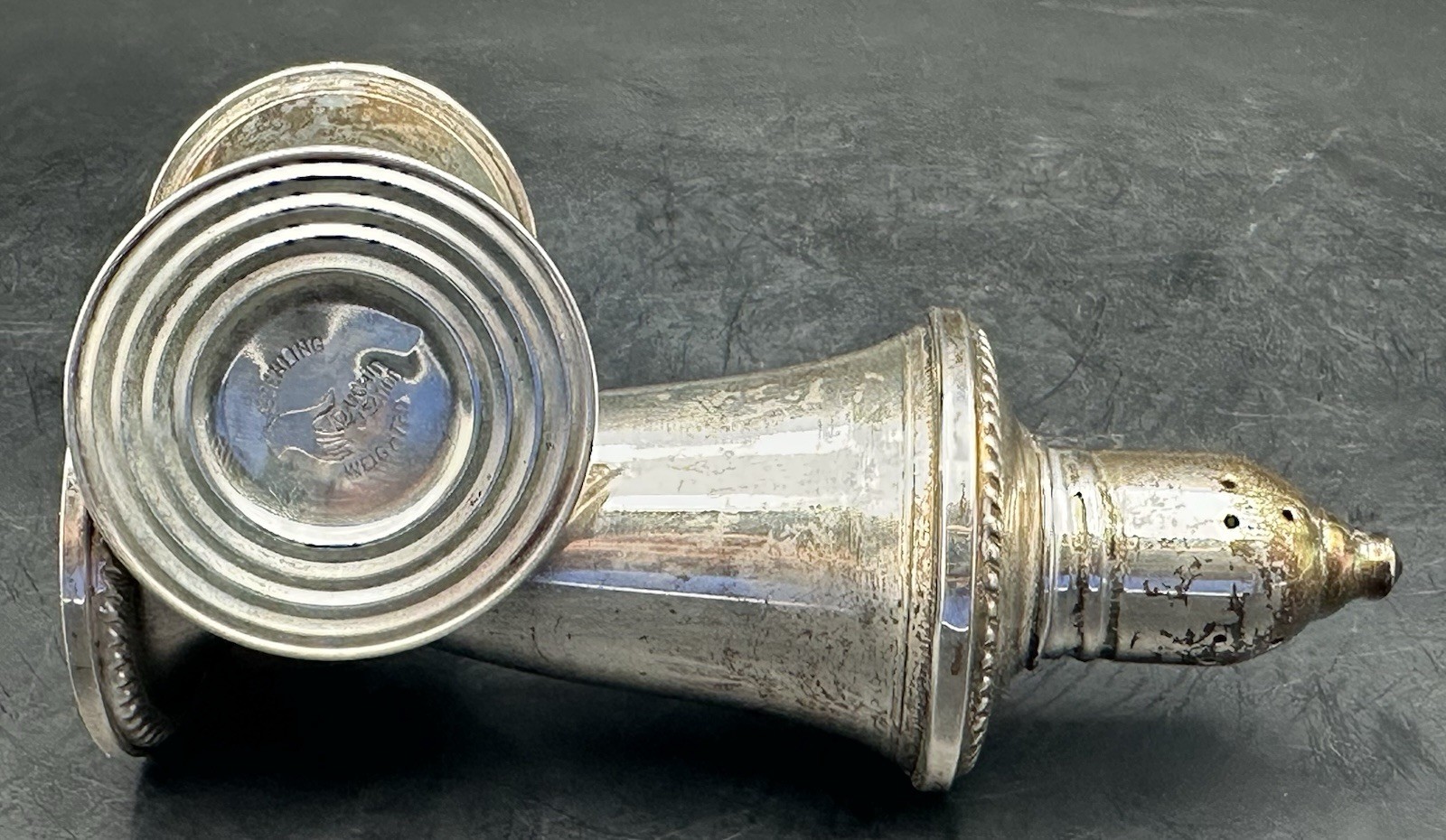 Duchin Creation Salt & Pepper Shakers Weighted Sterling Silver Over Glass