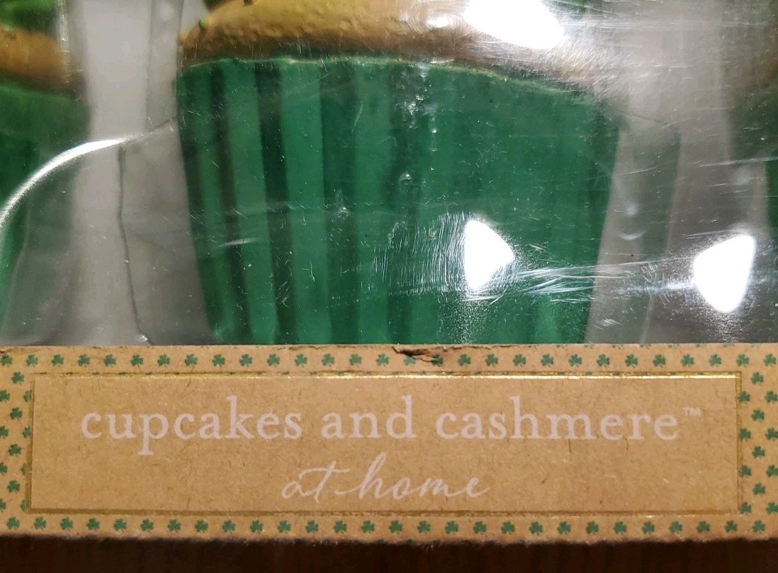 Cupcakes and Cashmere St. Patrick's Day Decor Set of 3 Frosted Cupcakes 4" Green