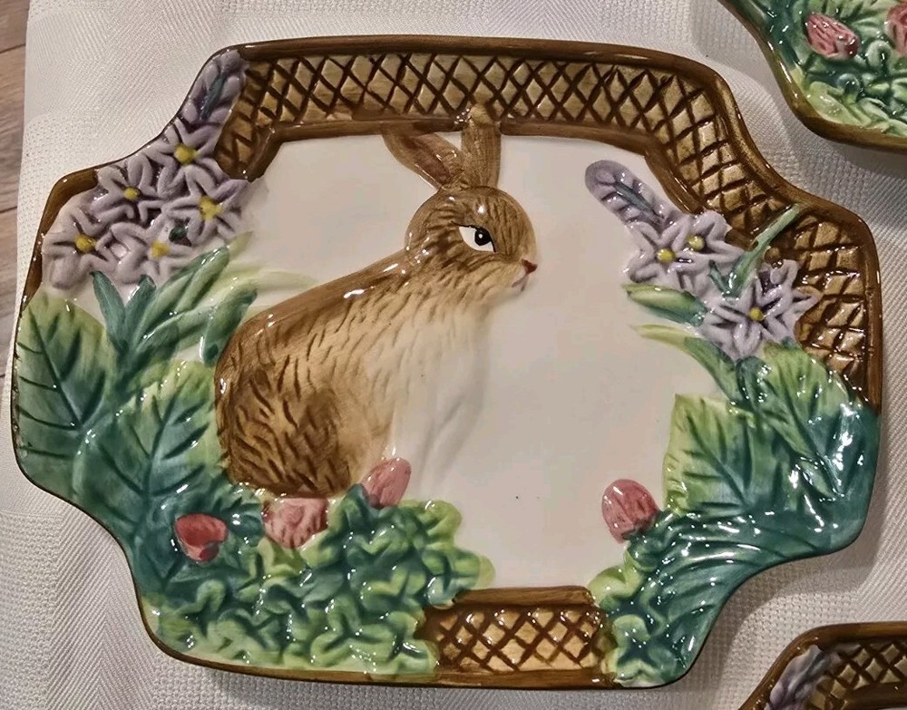 4 Royal Norfolk Spring Rabbit Floral Easter Plates