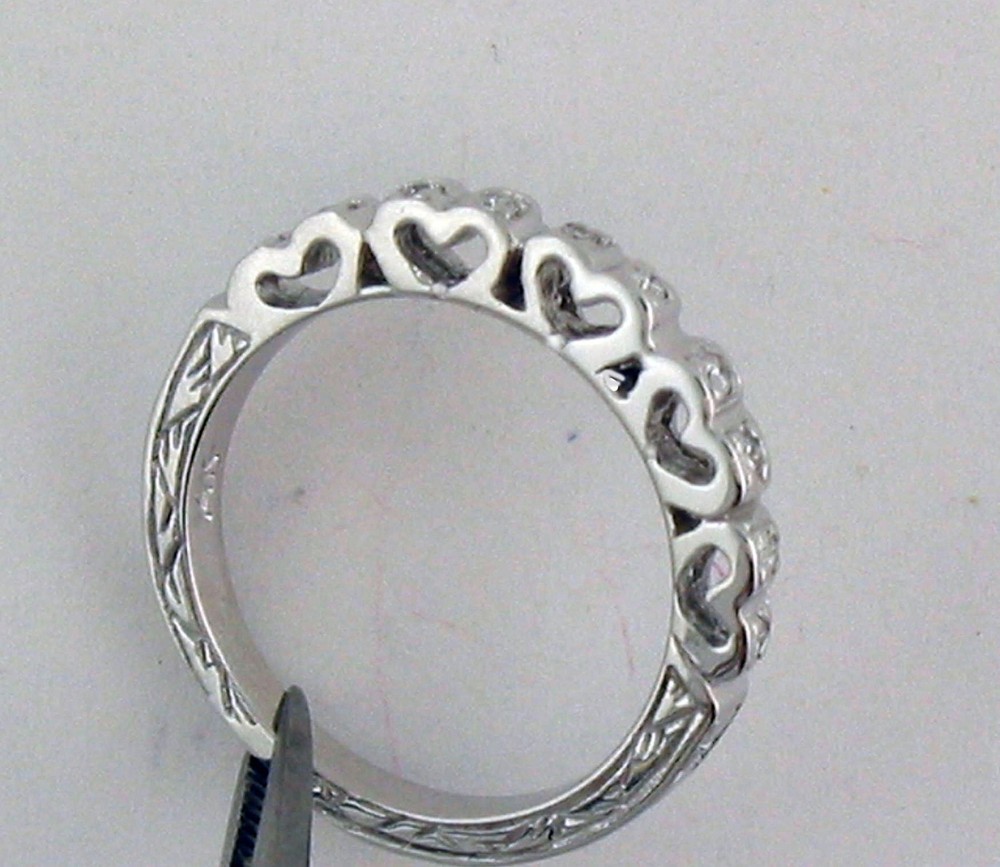 Heart Shape Engrave Style Semi Mount Diamond wedding Set 14K Solid White Gold