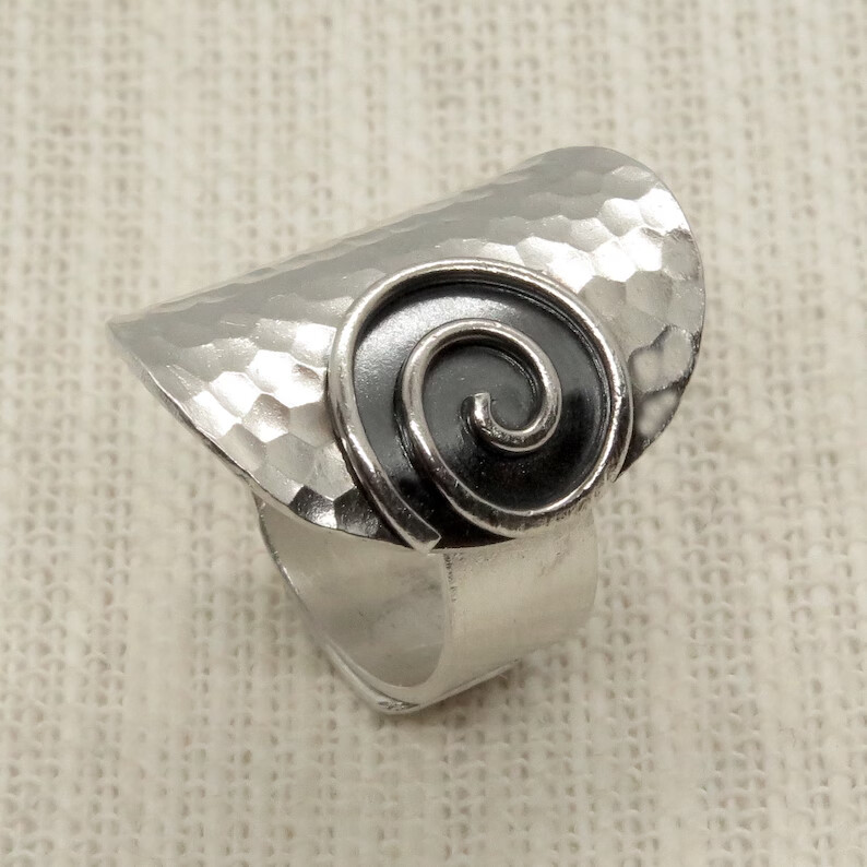 background Ring 925 Sterling Silver Wide Band Statement Handmade Ring All