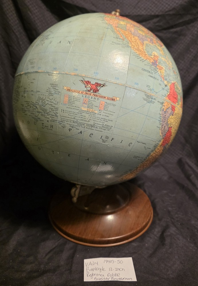 Replogle 12" Reference Globe 1940s-1950 Gustav Bruekmann