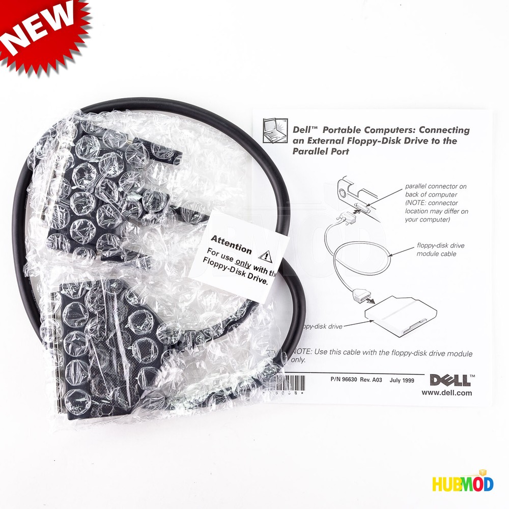 NEW DELL Latitude Laptop External Floppy Disk Drive Cable Parallel 053975 045647