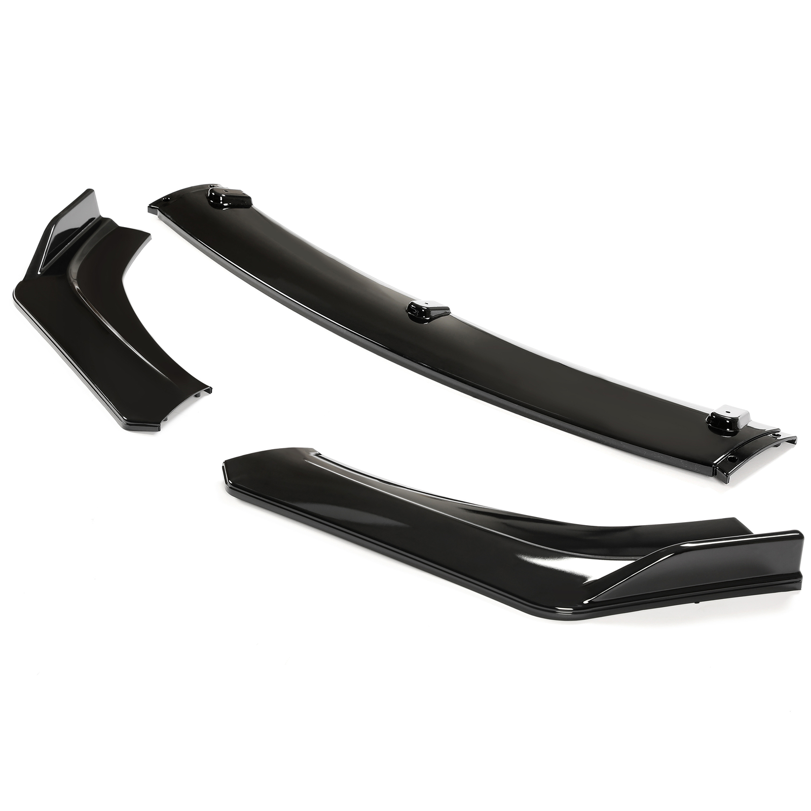 For 2016-2021 Honda Civic Glossy Black Front Bumper Body Kit Spoiler Lip 3PCS