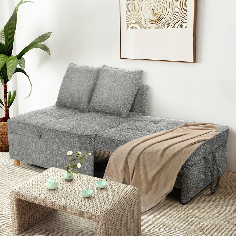 4-in-1 Folding Ottoman Sofa Bed, Convertible Chair Multi-Function Sleeper Sofa:】