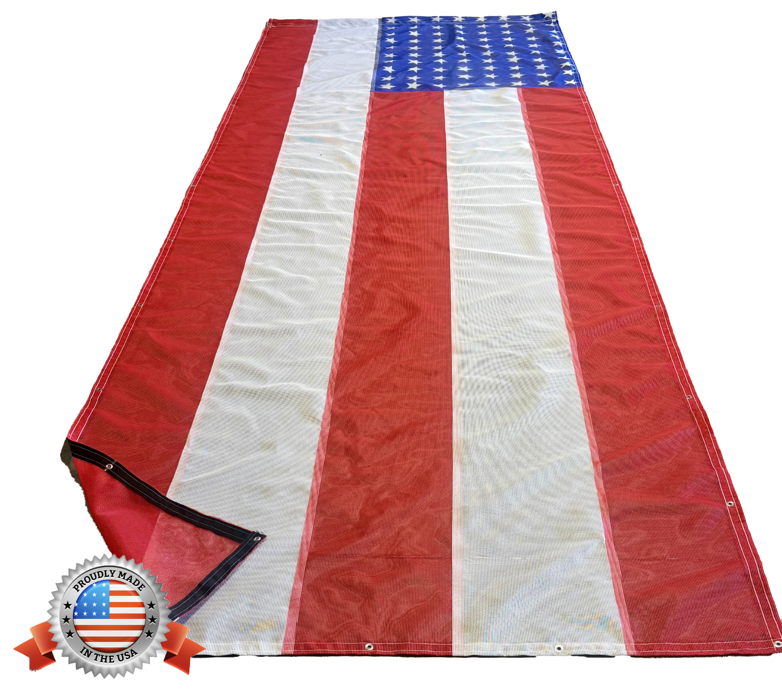 7' 6" x 18' American Flag Mesh Dump Truck Tarp