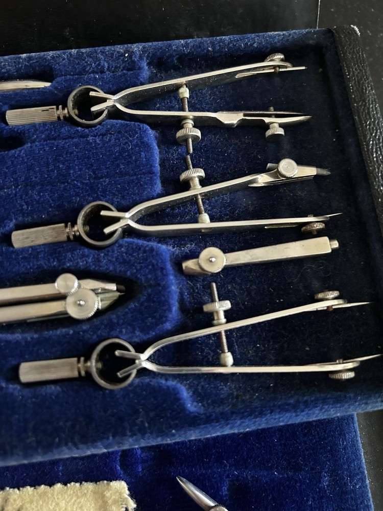 Vintage Dietzgen Drafting Instruments Kit Original Flannel Wipe Two Extra Tools
