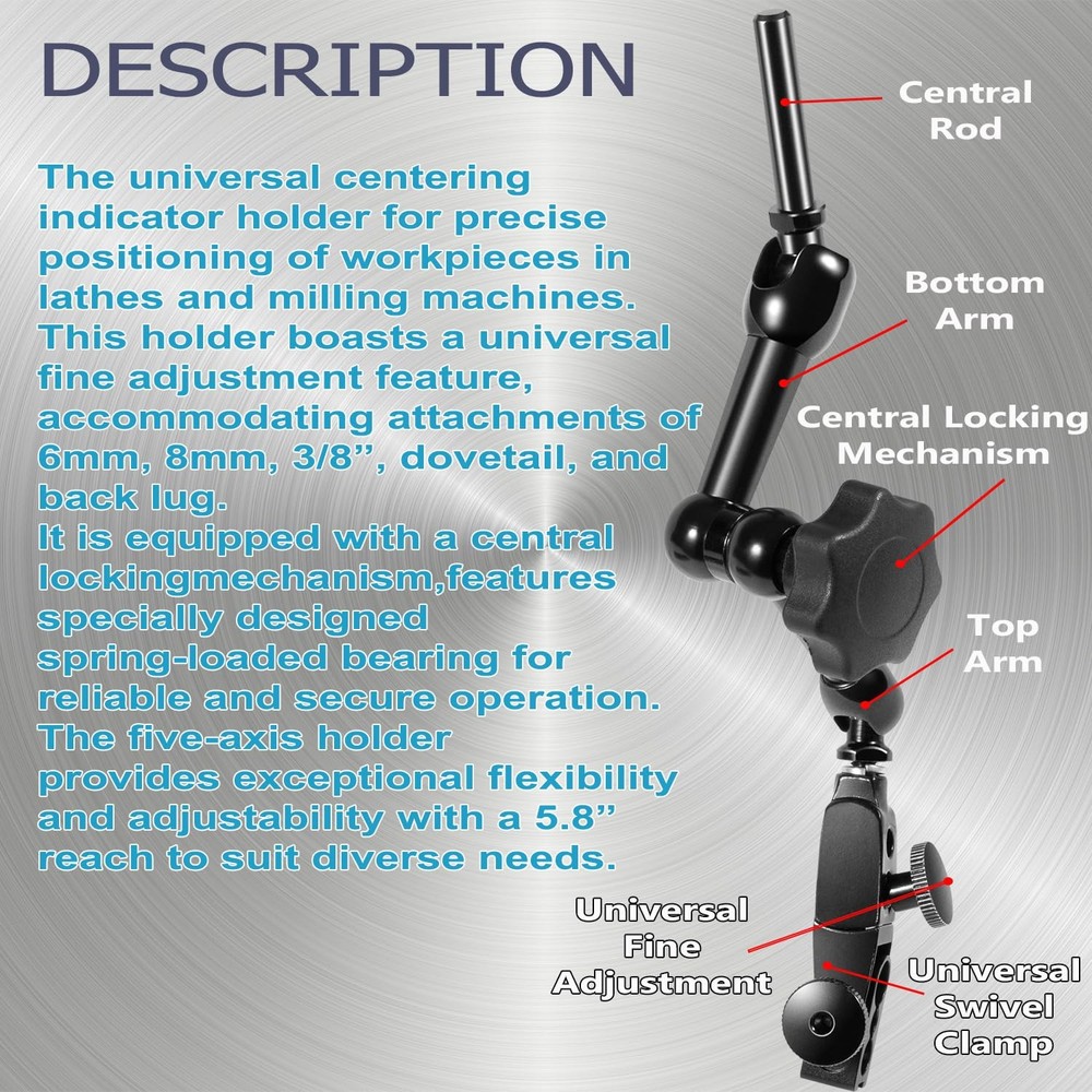 NF1022 Bracket Centering Indicator Bracket, Replaceable, for NOGA fine Adjust...