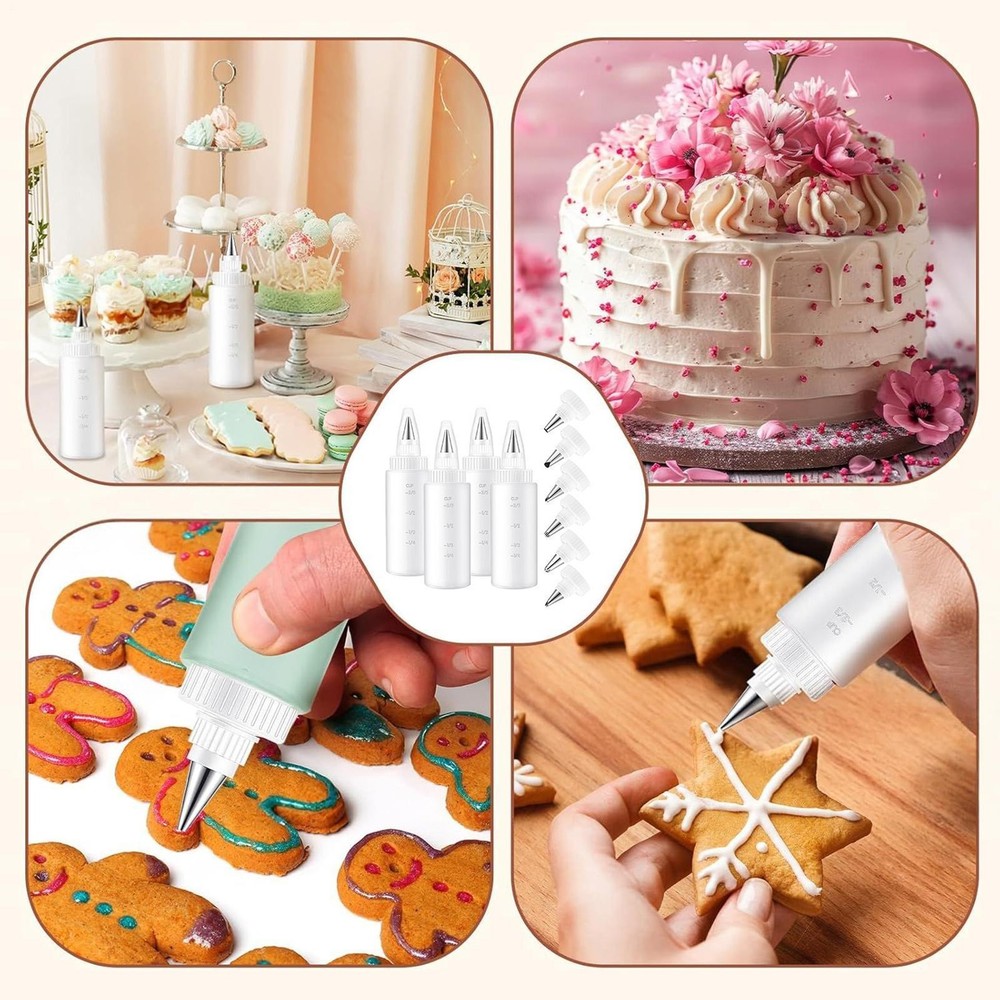 Icing Bottles Ergonomic Leak Proof Tool Set Decorating Icing Tubes