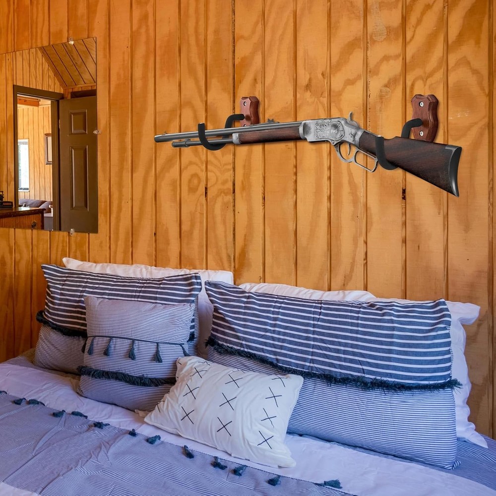 Wall-Mounted Soft Padded Gun Rack, Adjustable Horizontal Rifle Holder