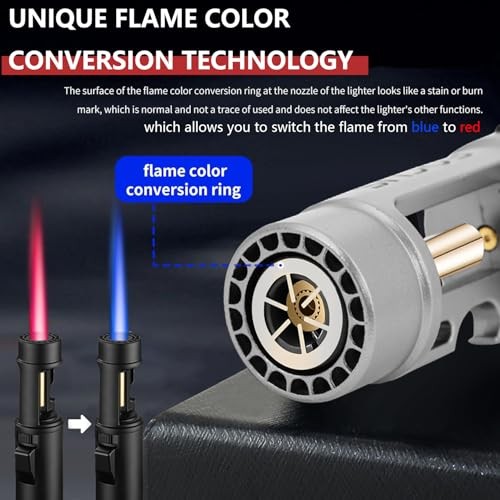 Torch Lighter, Butane Refillable Multifunction Straight Flame Bright Titanium