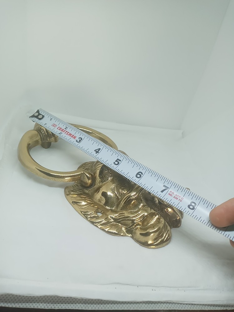 Vtg. Brass Cast Lion Head Door Knocker. Solid. Heavy.