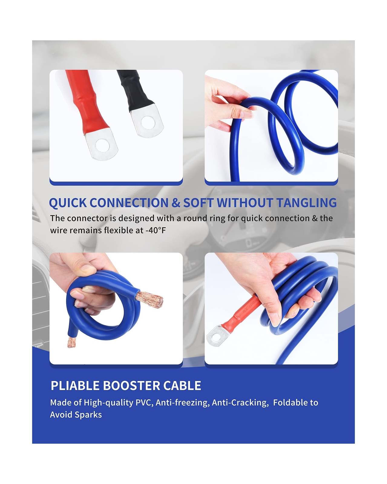 00 Gauge 30 FT Heavy Duty Jumper Cables - 1500Amp Booster Jumper Cable for Ca...