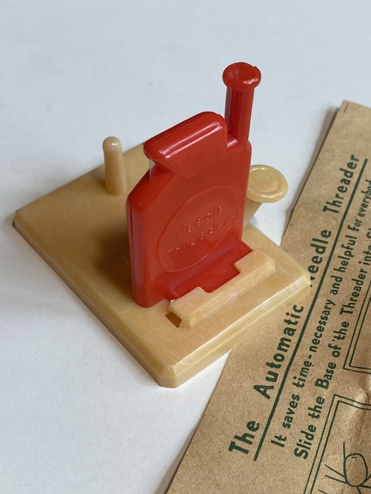 MCM Automatic Needle Threader with Instructions Vintage Sewing Notions Plastic
