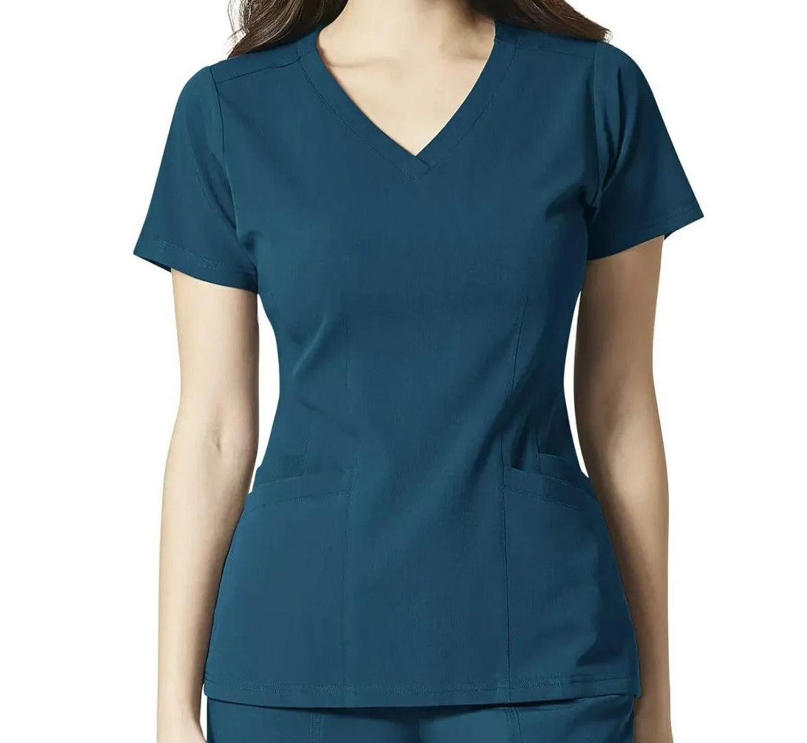 WonderWink Aero Women's Flex Back V-Neck Scrub Top V6129- Caribbean Blue