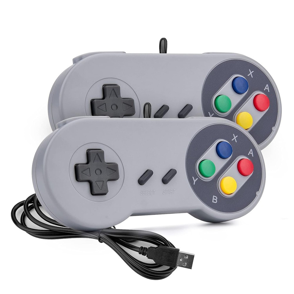 2 Pack USB Long Wired Super Nintendo SNES PC Controller Gamepad Joystick