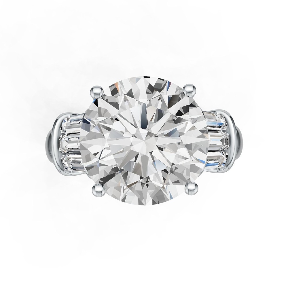 Sterling Silver Semi Mount Ring Setting Round RD 12.5mm with White Topaz