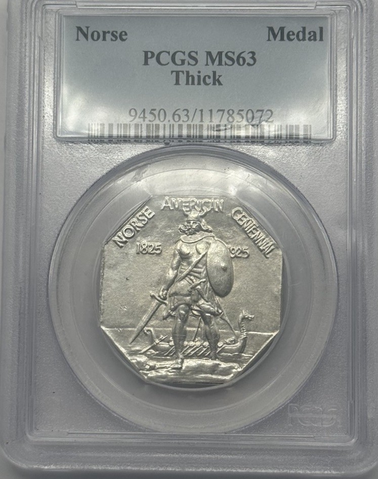 1925-Norse American Medal - THICK Example-PCGS MS 63-Nice White Example