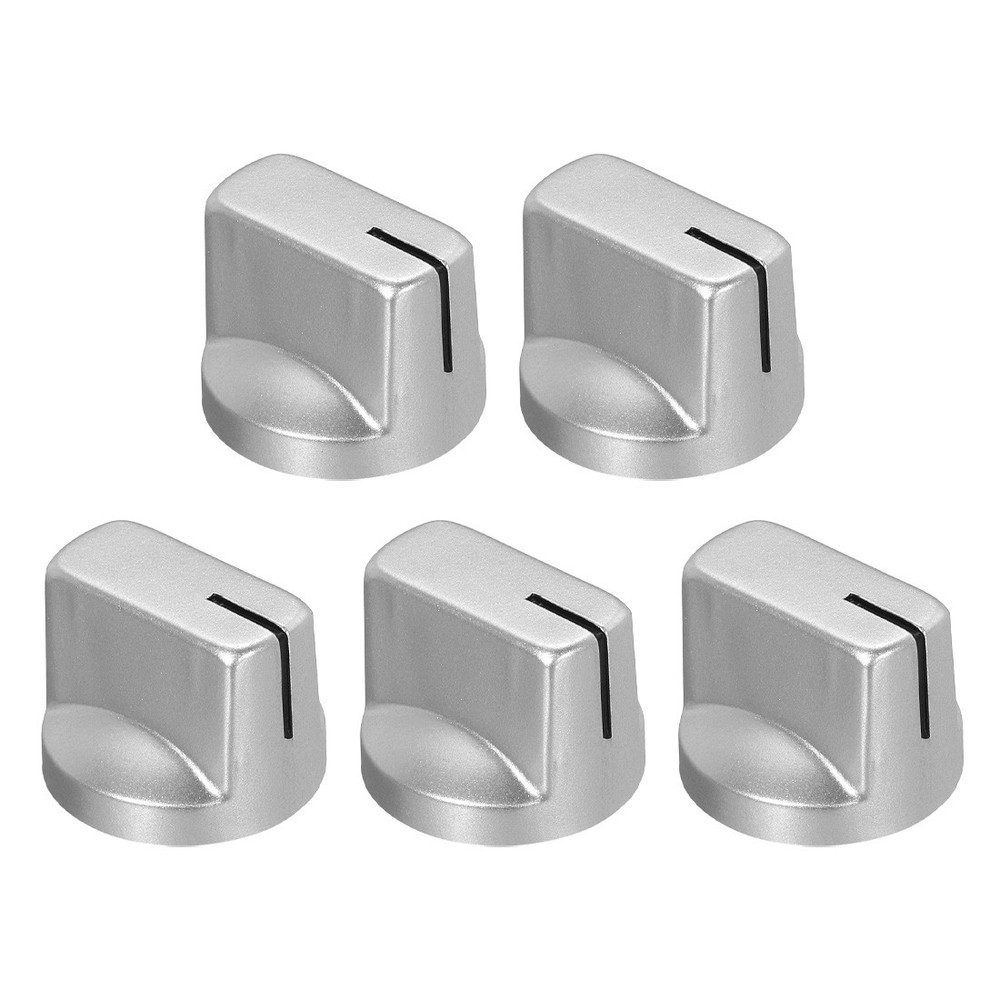 5Pcs 6.4mm Shaft Hole Pedal Knobs Pointer Control Knobs with Set Screw Silver