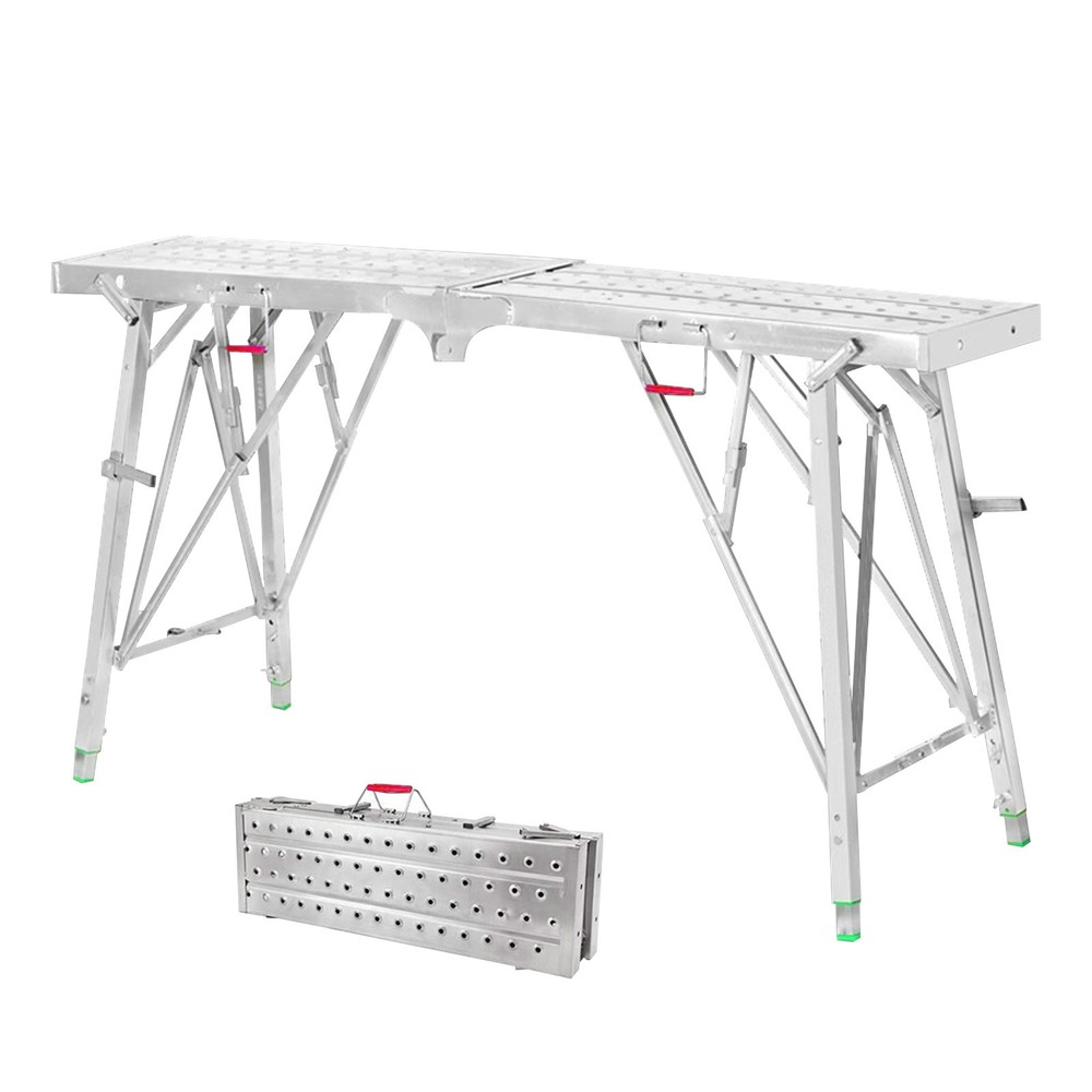 140 X 25cm Folding Scaffolding Platform Work Bench Scaffold Adjustable Height-
