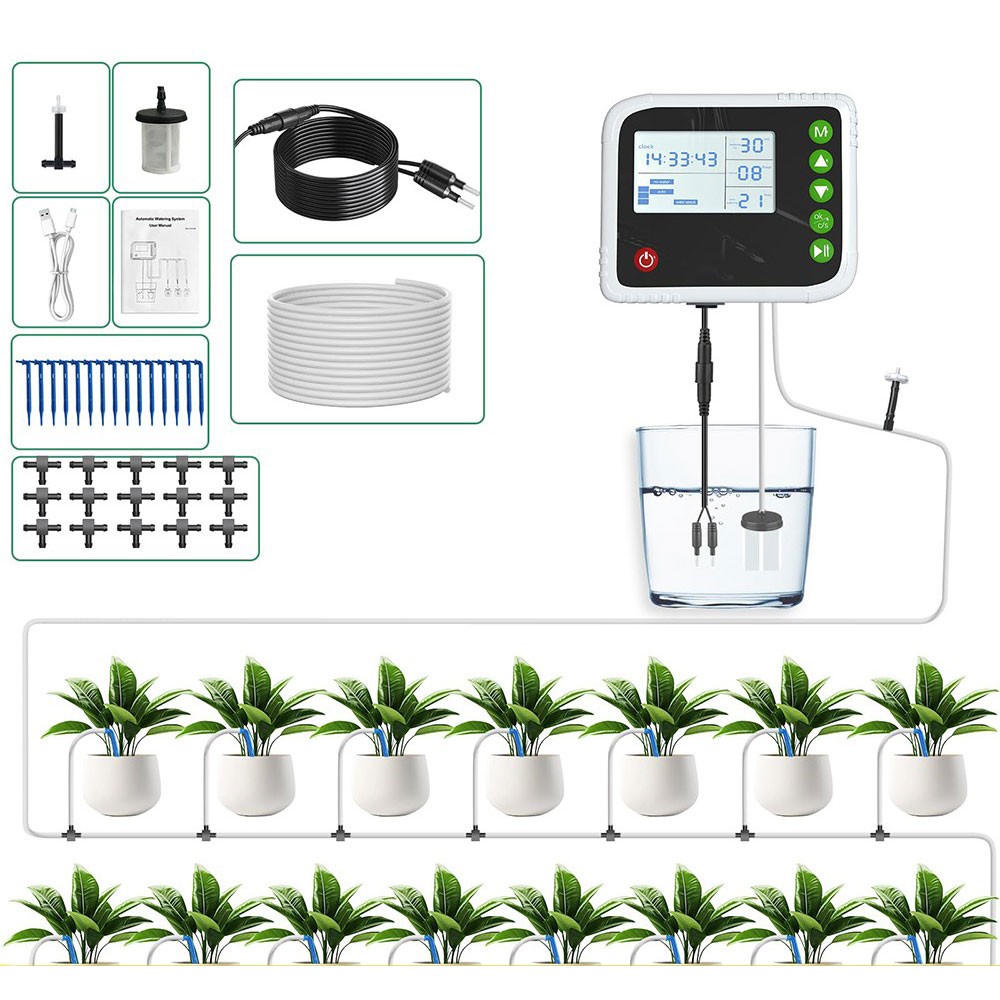 Programmable Automatic Plant Flower Pots Watering Irrigation System 15Drippers
