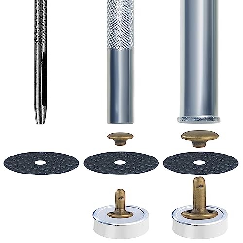 340 Sets Leather Rivets Kit Mixed Sizes Rivets for Leather Double Cap Bronze