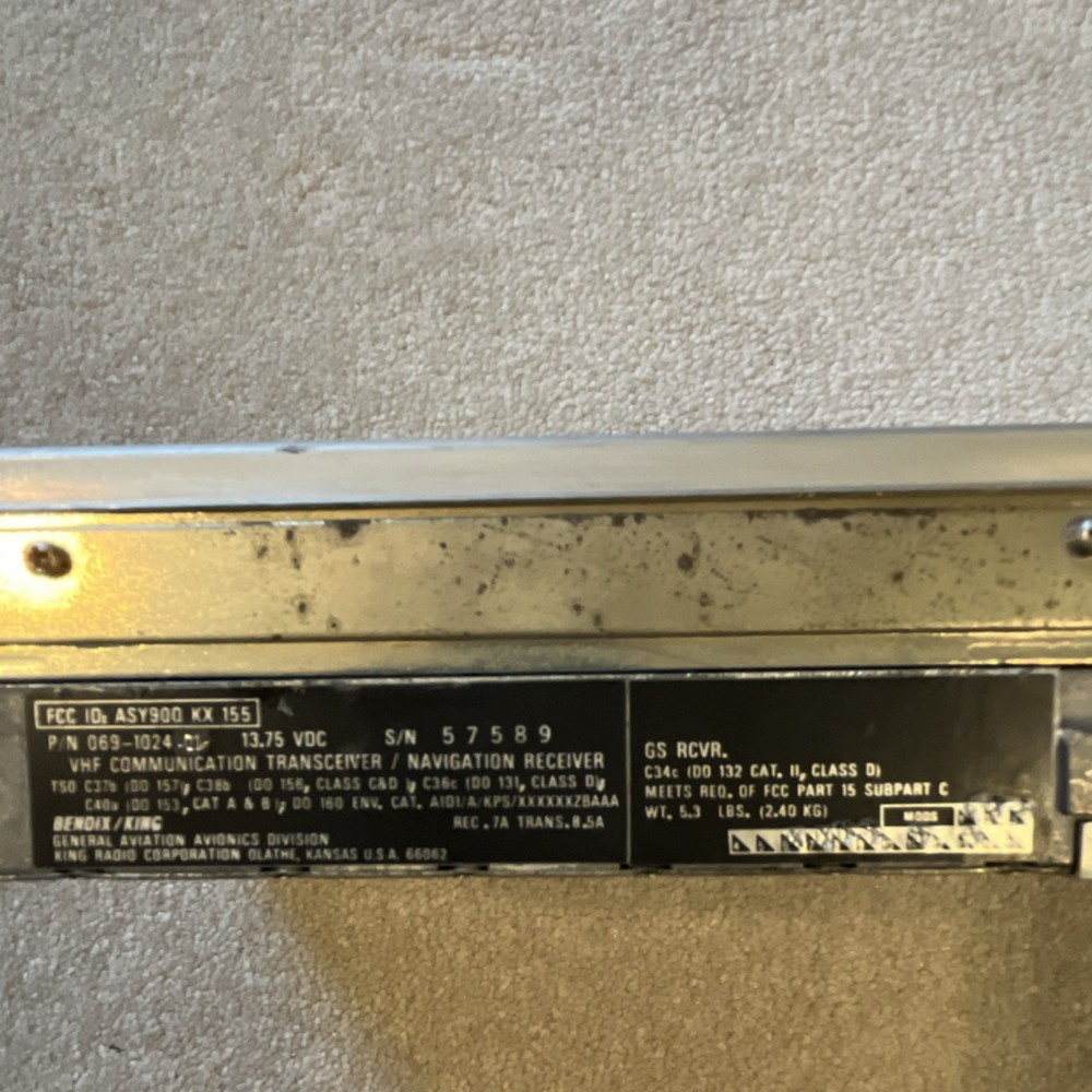 Bendix King KX 155 Nav/Com Glideslope 14 Volt 069-1024-42