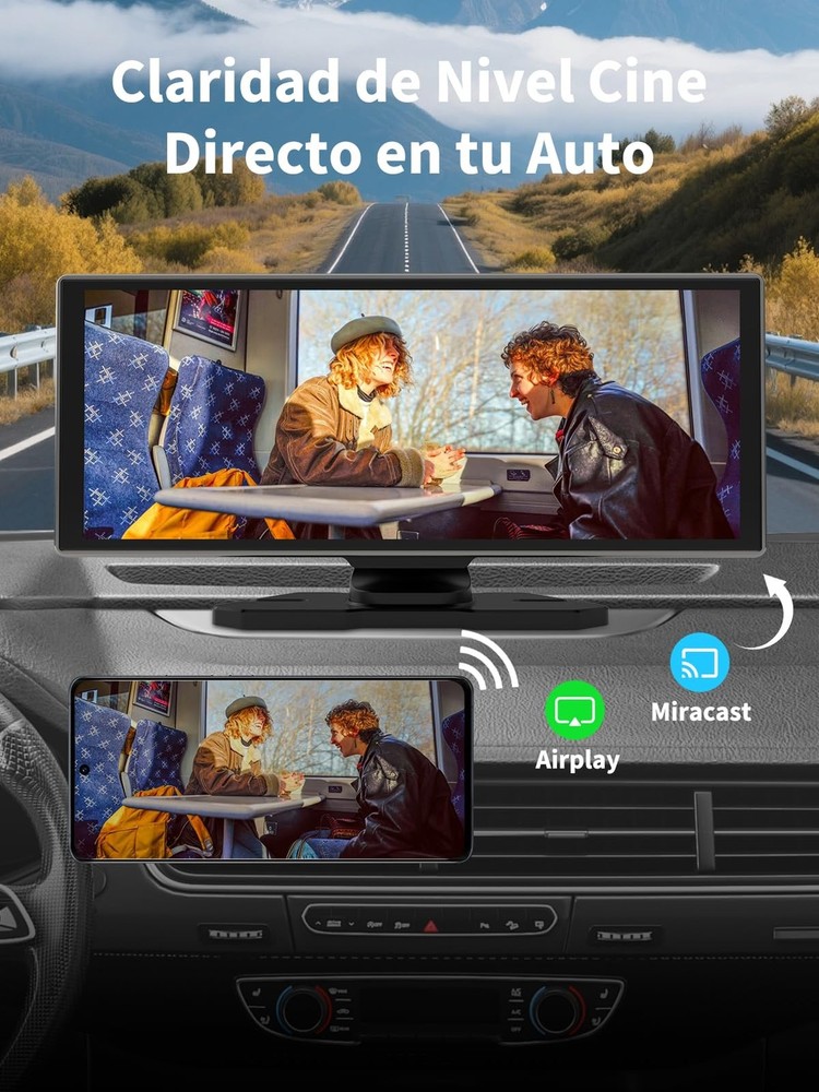 Largest Portable 11.26'' Wireless CarPlay/Android Auto Screen with 2.5D 1920x...